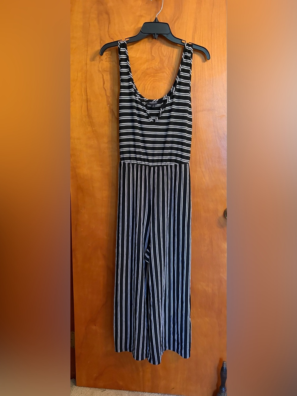 torrid Black and White Striped Sleeveless Jumpsuit